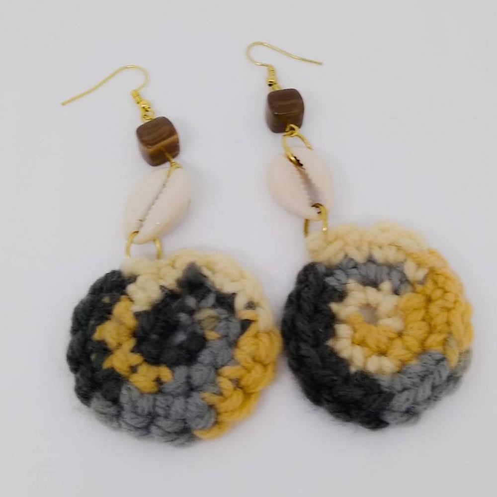 Crochet and Gemstone Earrings